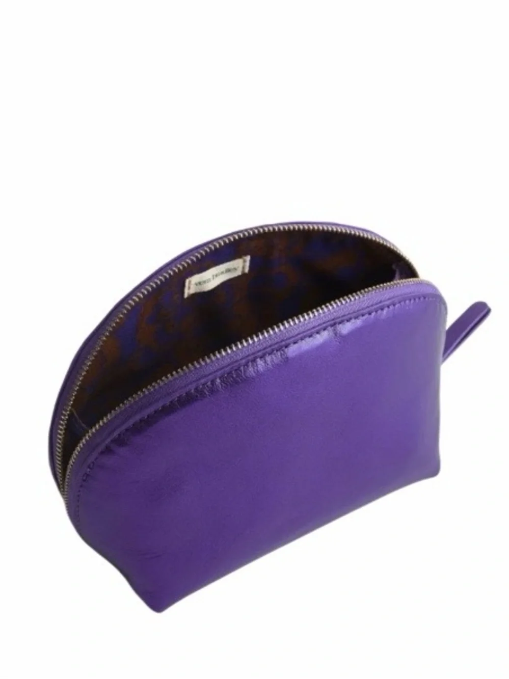 NWT Vera Bradley Genuine Sheepskin Leather Dome Cosmetic Pouch Metallic Purple